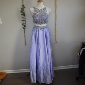 Colors Two Piece Prom Dress Jeweled Mesh Top Size 4